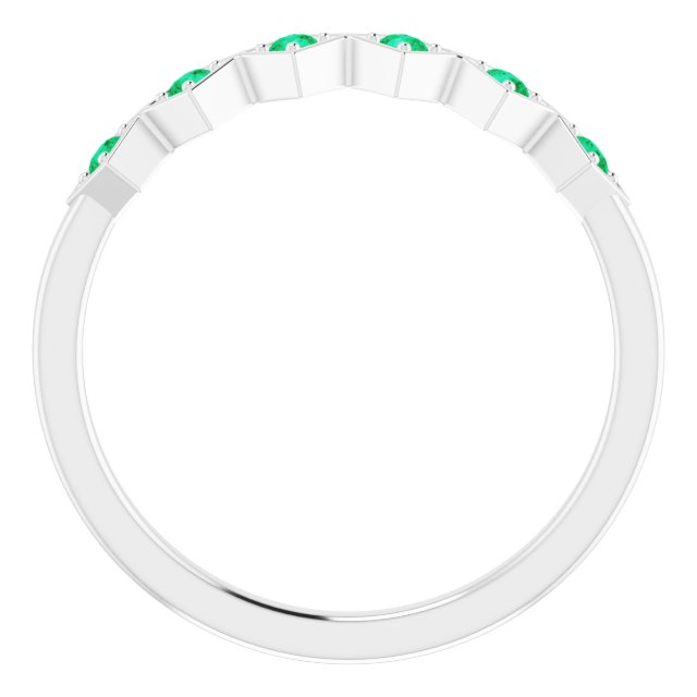 14K White Natural Emerald Stackable Ring