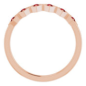 14K Rose Natural Mozambique Garnet Stackable Ring
