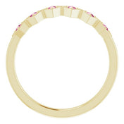 14K Yellow Natural Pink Tourmaline Stackable Ring