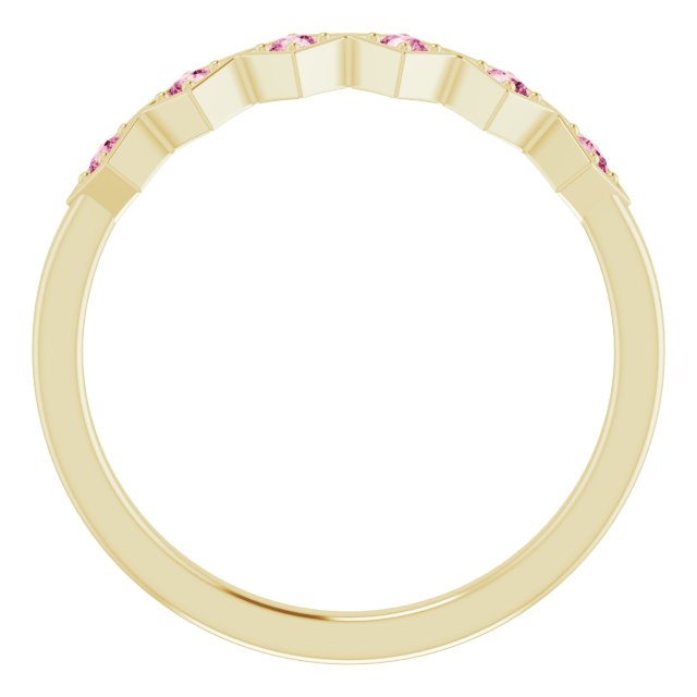 14K Yellow Natural Pink Tourmaline Stackable Ring