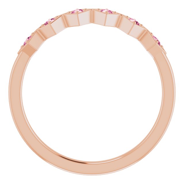 14K Rose Natural Pink Tourmaline Stackable Ring
