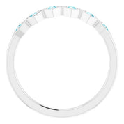 Platinum Natural Blue Zircon Stackable Ring