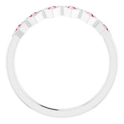 Platinum Natural Pink Tourmaline Stackable Ring