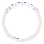 14K White Natural Amethyst Stackable Ring