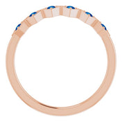 14K Rose Natural Blue Sapphire Stackable Ring