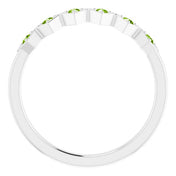 14K White Natural Peridot Stackable Ring