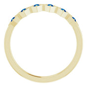 14K Yellow Natural Blue Sapphire Stackable Ring