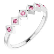 Platinum Natural Pink Tourmaline Stackable Ring