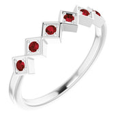 14K White Natural Mozambique Garnet Stackable Ring