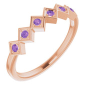 14K Rose Natural Amethyst Stackable Ring