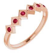 14K Rose Natural Ruby Stackable Ring