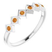 14K White Natural Citrine Stackable Ring