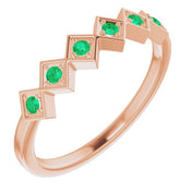 14K Rose Natural Emerald Stackable Ring