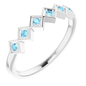 14K White Natural Aquamarine Stackable Ring