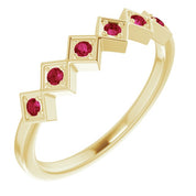 14K Yellow Lab-Grown Ruby Stackable Ring
