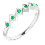 Sterling Silver Lab-Grown Emerald Stackable Ring