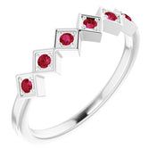 14K White Lab-Grown Ruby Stackable Ring