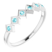 Sterling Silver Natural Blue Zircon Stackable Ring