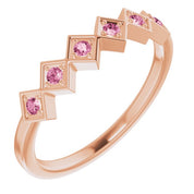 14K Rose Natural Pink Tourmaline Stackable Ring