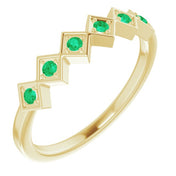 14K Yellow Natural Emerald Stackable Ring