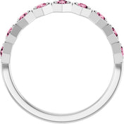 Sterling Silver Natural Pink Tourmaline Stackable Ring