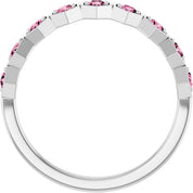 Sterling Silver Natural Pink Tourmaline Stackable Ring