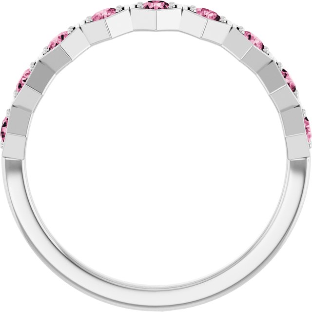Sterling Silver Natural Pink Tourmaline Stackable Ring