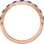 14K Rose Natural Blue Sapphire Stackable Ring