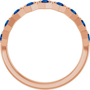 14K Rose Natural Blue Sapphire Stackable Ring