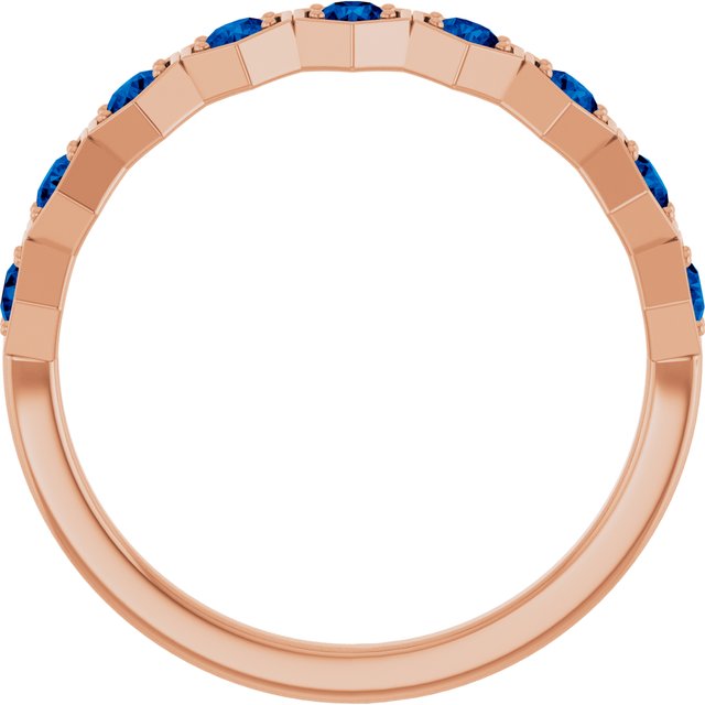 14K Rose Natural Blue Sapphire Stackable Ring