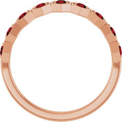 14K Rose Natural Mozambique Garnet Stackable Ring