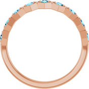 14K Rose Natural Aquamarine Stackable Ring