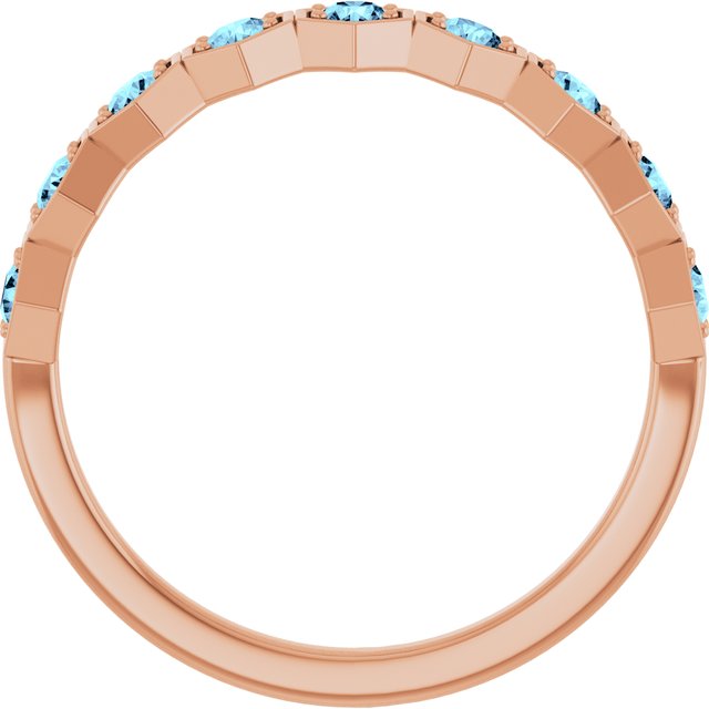 14K Rose Natural Aquamarine Stackable Ring