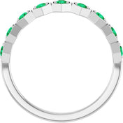 14K White Lab-Grown Emerald Stackable Ring