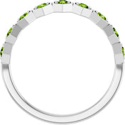 14K White Natural Peridot Stackable Ring