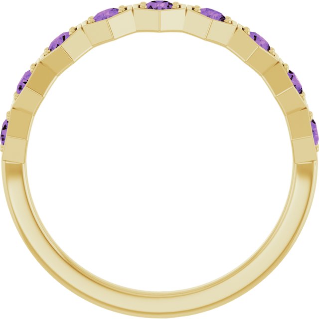 14K Yellow Natural Amethyst Stackable Ring