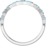 Platinum Natural Aquamarine Stackable Ring