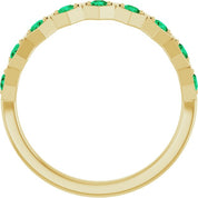 14K Yellow Lab-Grown Emerald Stackable Ring
