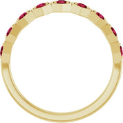 14K Yellow Lab-Grown Ruby Stackable Ring