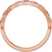 14K Rose Natural Pink Tourmaline Stackable Ring