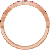 14K Rose Natural Pink Tourmaline Stackable Ring