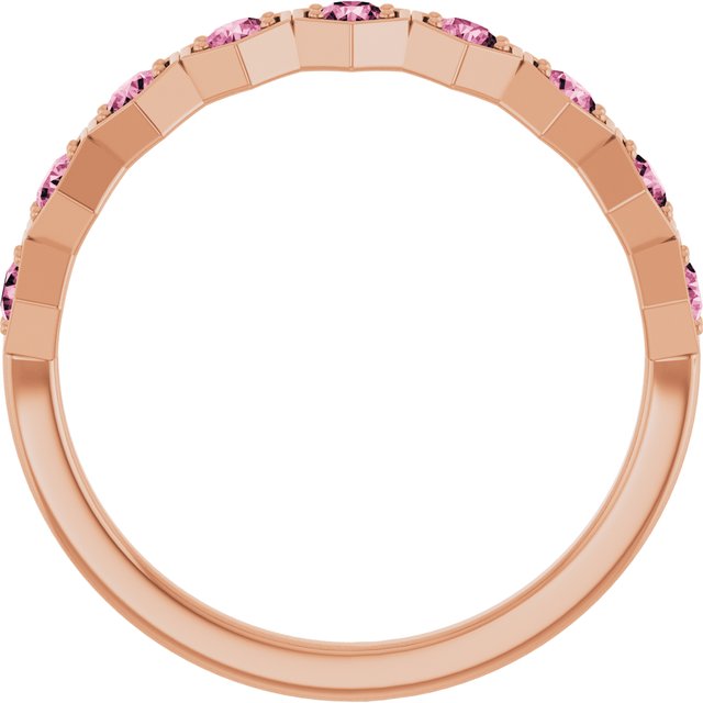 14K Rose Natural Pink Tourmaline Stackable Ring