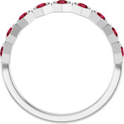 14K White Natural Ruby Stackable Ring