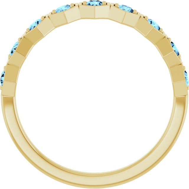 14K Yellow Natural Aquamarine Stackable Ring