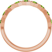 14K Rose Natural Peridot Stackable Ring
