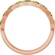 14K Rose Natural Peridot Stackable Ring