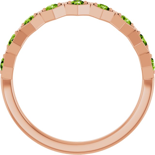 14K Rose Natural Peridot Stackable Ring