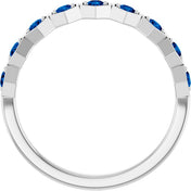 14K White Natural Blue Sapphire Stackable Ring