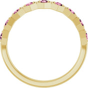 14K Yellow Natural Pink Tourmaline Stackable Ring