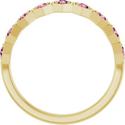 14K Yellow Natural Pink Tourmaline Stackable Ring